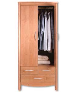 Elegant wardrobe in a glazed alder effect with cur