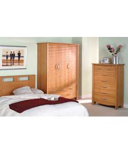 Elegant wardrobe in a glazed alder effect with cur