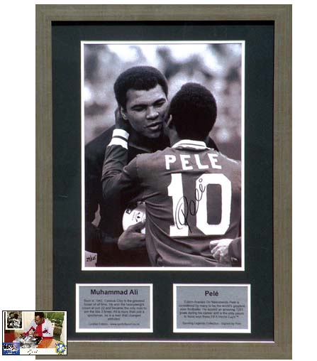 Unbranded Ali embracing Pelandeacute; Framed Presentation and#8211; Signed by Pele