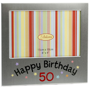 Unbranded Aluminium Happy 50th Birthday Photo Frame