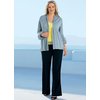 With drape front. Side splits at side hem. Bubble sleeve detail. Washable. Cotton.