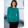 3 button knit cardigan with rib hem, placket and cuffs. Washable. 91 Cotton, 8 Nylon, 1 Elastane.