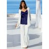Open front long sleeve cardigan with draped front. Washable. 85 Viscose, 15 Nylon.