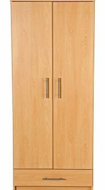 Unbranded Anderson 2 Door 1 Drawer Wardrobe - Beech Effect