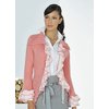 Featuring pretty frills made from sheer chiffon. Overlocked edging. Ribbed collar. Tie band and roun