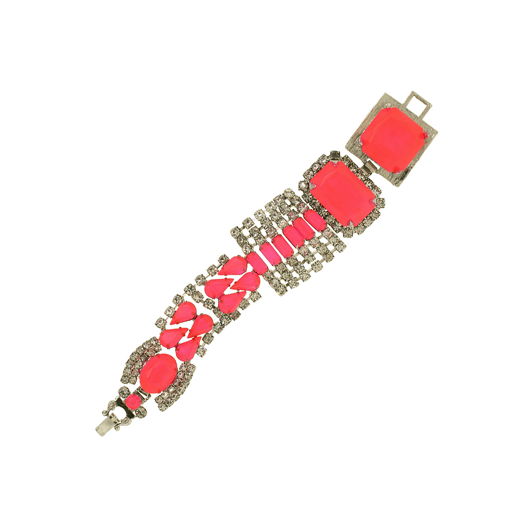 Unbranded Asymmetrical Crystal Bracelet - Neon Pink