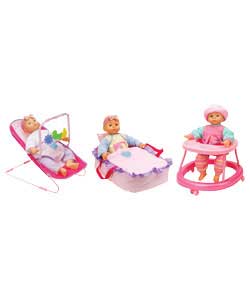 Unbranded Babies To Love Dolls Walker, Bouncer and Moses Basket Set