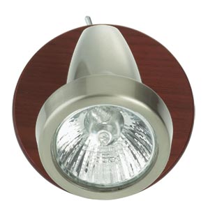 Stylish brushed steel spotlight on draftwood base