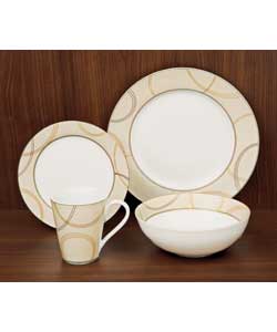 Unbranded Beige Swirl 16 Piece Porcelain Dinner Set