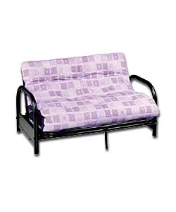 Cadiz Black Metal Futon with Lilac Mattress