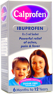Calprofen is a strawberry flavoured Ibuprofen Suspension for babies and children. It is used for