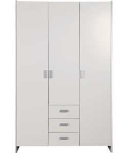 Unbranded Capella 3 Door 3 Drawer Wardrobe - Soft White