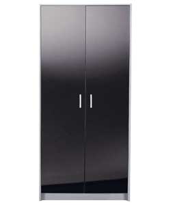 Unbranded Caspian 2 Door Wardrobe - Black Gloss with White