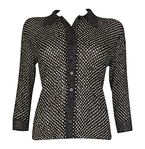 Unbranded CC Petite - Black Spot Print Crinkle Blouse