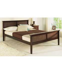 Ceylon Double Bed with Sprung Mattress - Chocolate