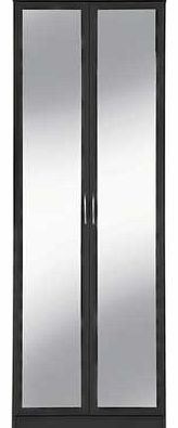 Unbranded Cheval 2 Door Mirrored Wardrobe - Black