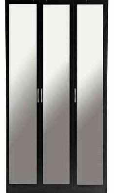 Unbranded Cheval 3 Door Mirrored Wardrobe - Black