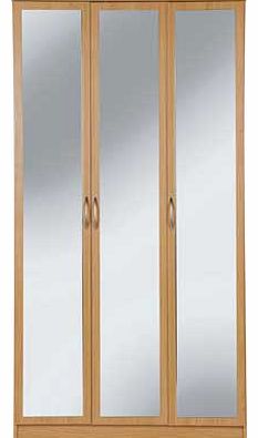 Unbranded Cheval 3 Door Mirrored Wardrobe - Oak Effect