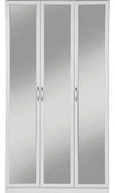 Unbranded Cheval 3 Door Mirrored Wardrobe - White