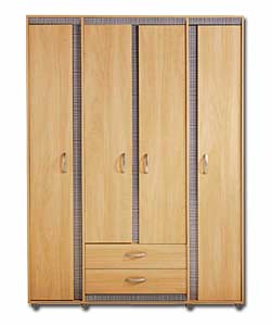 Chicago 4 Door Wardrobe with 2 Drawers