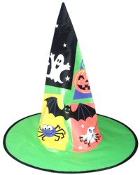 Childs Hat 16 Inch Satin Print Witch- 3 Asst.