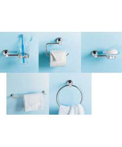 Chrome 5 Piece Tube Bathroom Accesory Set