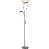 Clevedon 2 In1 Alabaster Glass Floor Lamp Satin Nickel Finish