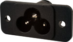 · IEC-320 C6: standard ``cloverleaf`` 3-pin mains power inlet  as found on laptop power supplies et