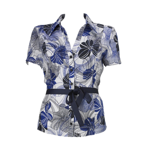 Unbranded Cobalt Stencil Flower Blouse