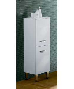 Two door floor standing cabinet with brushed steel handles and height adjustable feet.One internal h