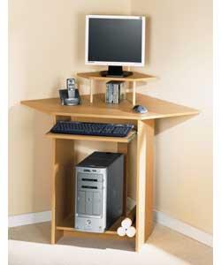 Corner Computer Workstation - Beech Effect