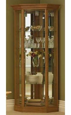 Unbranded Corner Glass Display Cabinet - Light Oak Effect