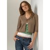 Soft knit. Covered buttons. Hook and eye front fastening. Hand wash. Soft touch Acrylic.