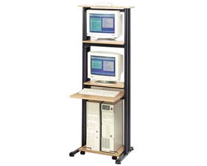 Unbranded CRT LAN station holds two servers