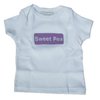 An ideal baby gift product, the t shirt is presented in a pretty transparent gift bag, and tied with