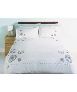 Cutwork Double Duvet Cover Set - Duck Egg Blue