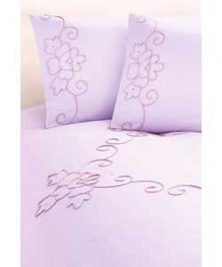 Cutwork Double Duvet Cover Set - Lilac