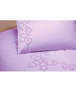 Cutwork Single Duvet Cover Set - Lilac