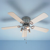 Cyclone Ceiling Fan & 3 Halogen Light Kit Chrome Effect