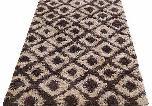 Unbranded Diamond Shaggy Chocolate Rug - 160 x 230cm