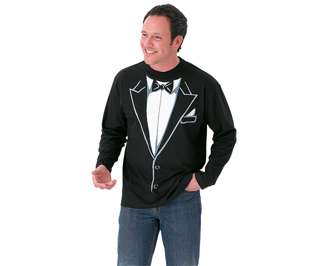 Black Tie T-shirt And White Tuxedo Apron. Sartorial elegance for any occasion. Dress for dinner with