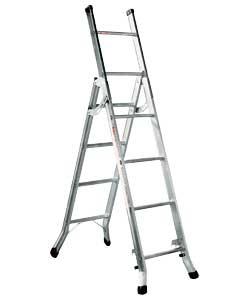 Maximum safe working load 95kg/15st.Stepladder top rung height 1.56m.Extension ladder length 3.03m.A