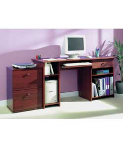 Double Pedestal Desk - Mahogany Effect