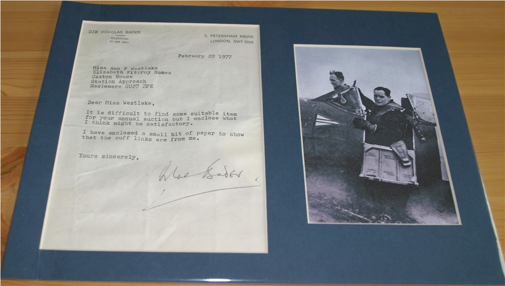 DOUGLAS BADER SIGNED LETTER - MOUNTED 12 x 9