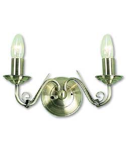Size (H)17, (W)28, (D)15cm.Requires 2 x 60 watt SES candle bulbs (not supplied)