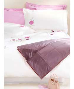 Embroidered Flower Double Duvet Set - Mauve