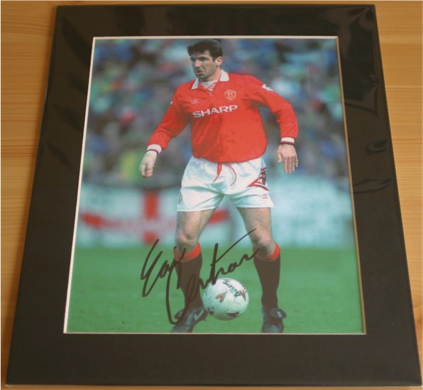 ERIC CANTONA HAND SIGNED PHOTO - MOUNTED 12 x 10