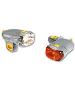 Lockable.Lighting mode front static.Lighting mode rear static.Front light has fitting bracket.Rear l