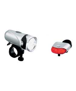 Multi-functional LED light set.Front light 4 x white LED.Rear light 5 x LED.Lighting mode front stat