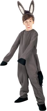 Includes headpiece, jumpsuit with attached shoe covers and tail.